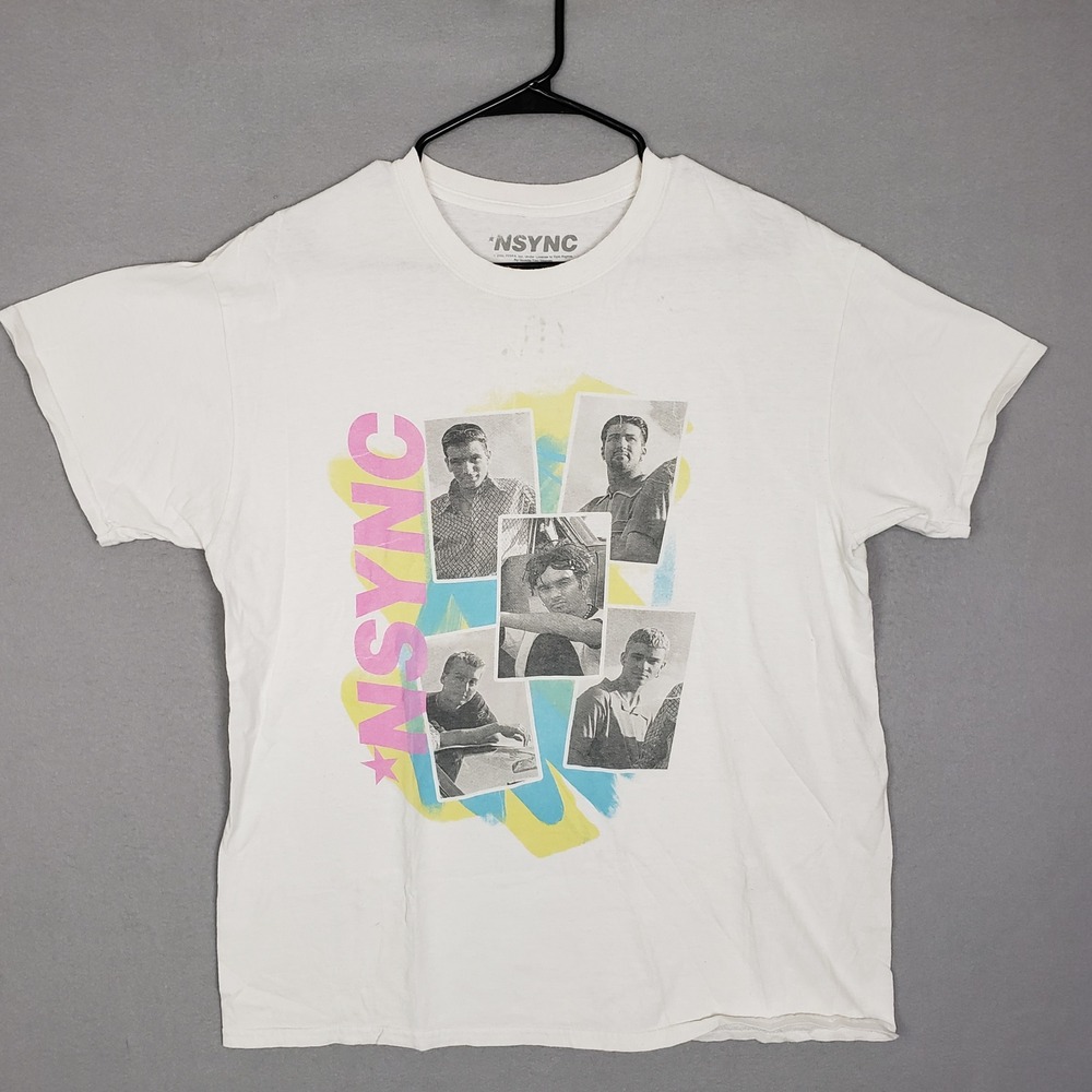 NSYNC Band Tee Shirt White Vintage Inspired Y2K‎ Boy Band Retro Nostalgic Size L